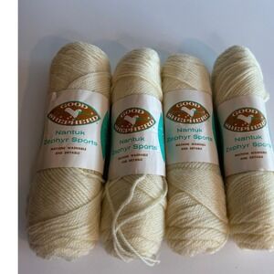 VTG Good Shepherd Nantuk Zephyr Sports Yarn Lot 4 Skeins Natural Orlon Acrylic